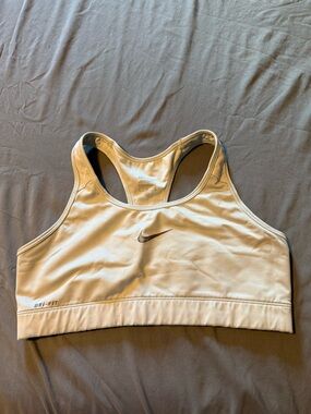 Nike White Racerback Sports Bra with Black Swoosh
